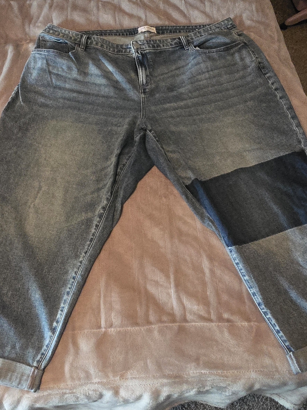 Lane Bryant Two-Tone Blue Washed Relaxed Boyfriend Jeans
